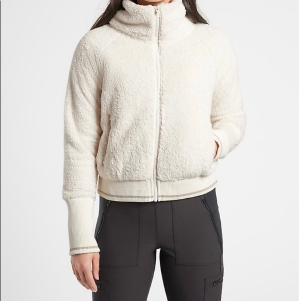 NWT Athleta Cream Teddy Jacket